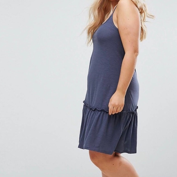 Junarose ASOS Drop Waist Cami Navy Blue Dress XL - Picture 1 of 8